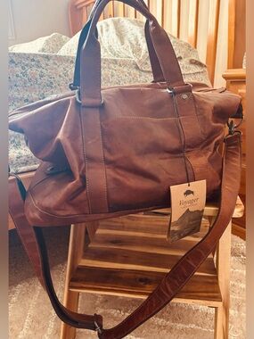 Jack Georges Honey Buffalo Leather Duffle Travel Bag #7319 $475